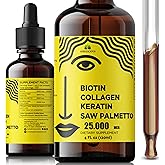 Liquid Biotin Collagen Keratin 4fl oz Liquid Supplements for Women - Comprehensive Formula Hair Skin Nails Supplement with 10000mcg Collagen 5000 mcg Biotin 5000 mcg Keratin 5000 mcg Saw Palmetto