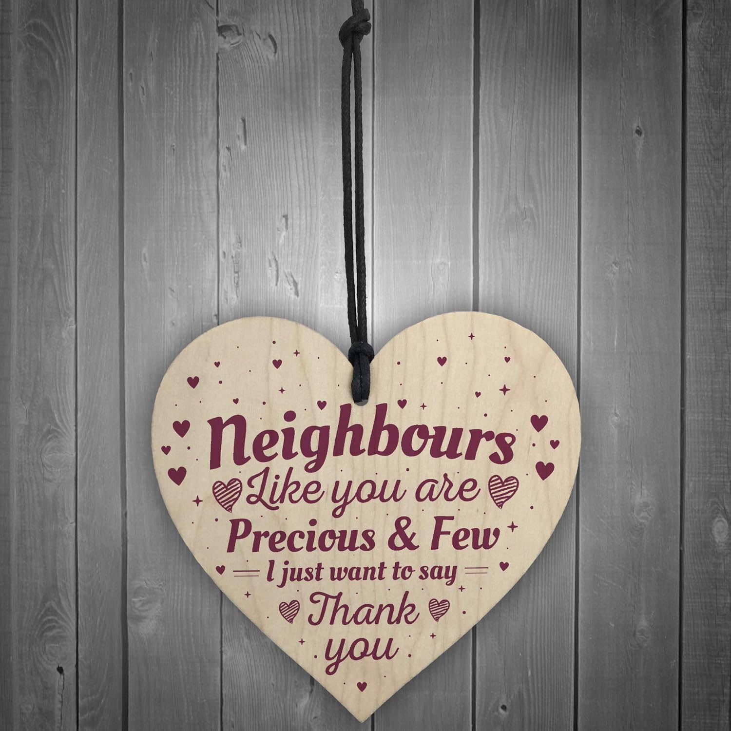 RED OCEAN Neighbour Friendship Gift Handmade Wooden Hanging Heart Plaque Sign Thank You Gifts Keepsake, Multicolor - Image 3
