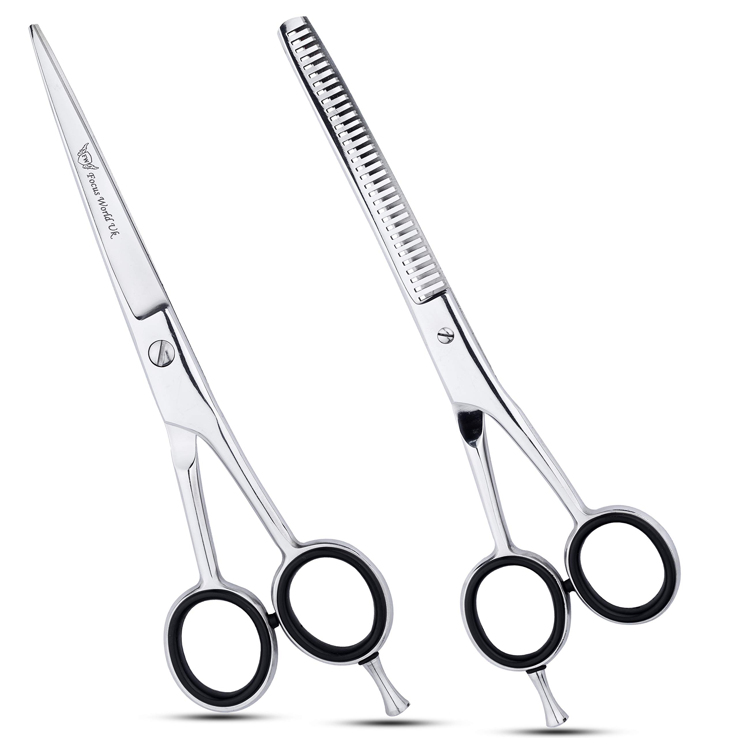 Focus World Uk Hairdressing Scissors Set 6.5 Inches Hairdressers Barber Hair Scissors for Professional Hair Cut and Trimming of Men & Women - Japanese Stainless Steel, FW-SET-01
