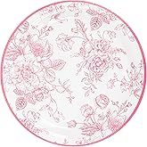 Elyxio 24Pcs Pink Floral Paper Plates Vintage Flower Disposable Party Plates Wildflower Pink Toile 7" Round Dessert Appetizer Plate for Birthday Baby Bridal Shower Tea Party Supplies