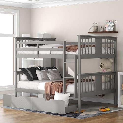 Harper & Bright Designs Full Over Full Bunk Bed with 2 Drawers and ...