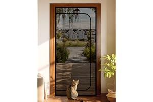 BFNN Cat Screen Door, Extra Tall Cat-Proof Mesh Gate, Fit Door Size 38'' x 82'', Anti Scratch Mesh with Zipper Closure, for L