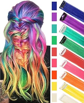 Rainbow Hair Extensions Clip In Colored Hair Extensions For