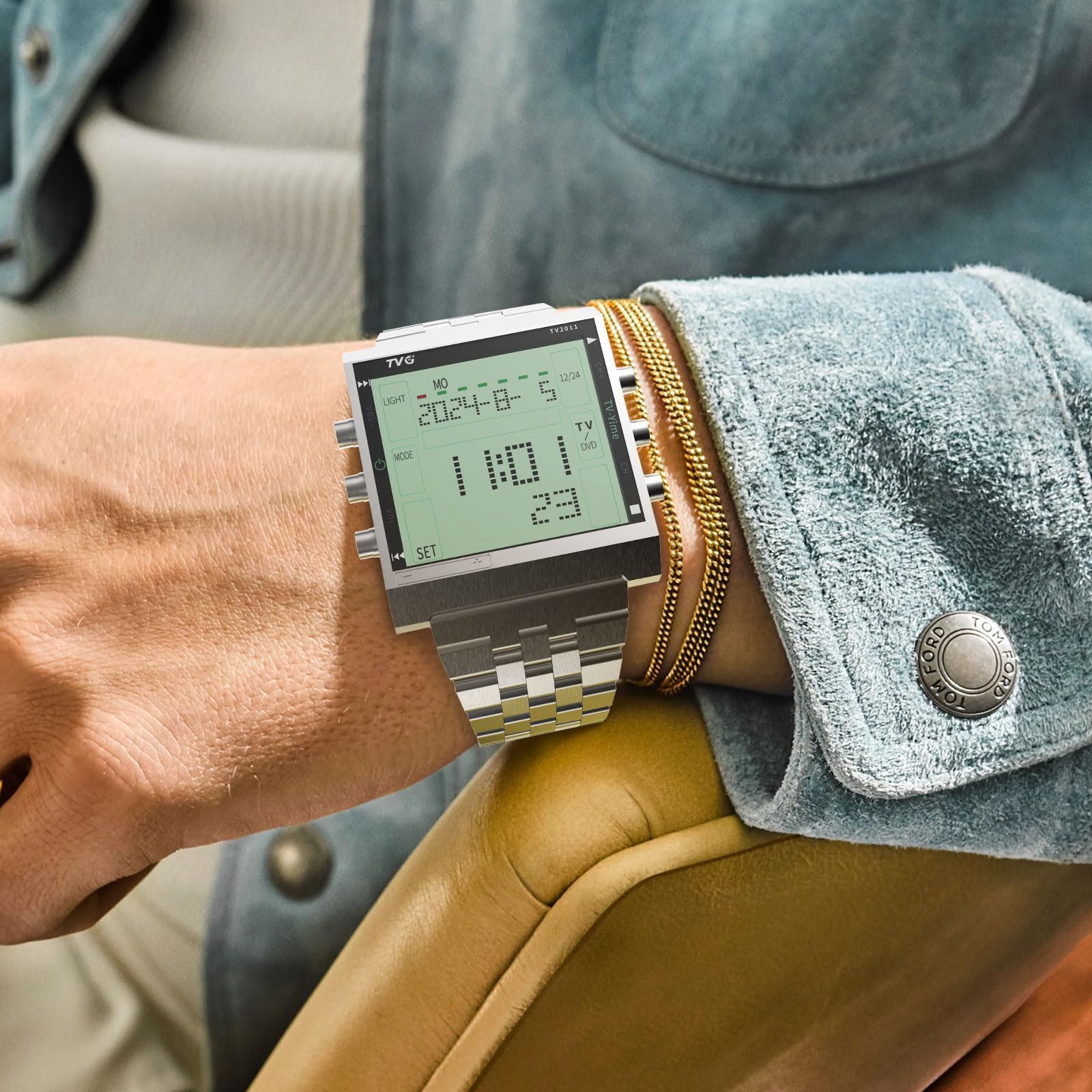 TVG Digital Watch for Men, Military Waterproof LED Sports Watch with Remote Alarm, Stopwatch and Digital TV, Casual Wrist Tactical Watch for Men