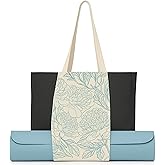 Jacob Bicerri Large Canvas Yoga Tote Bag with Yoga Mats Bags Carrier Floral Eco Friendly Cotton Shoulder Bag for Pilates, Gym, Beach, Groceries & Travel YG12