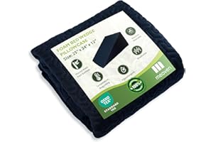 MEOVEN Wedge Pillow Cover for 25x24x12 Bed Wedge Pillow, Hypoallergenic Replacement Case Cover with Zipper & Pockets, Navy Blue