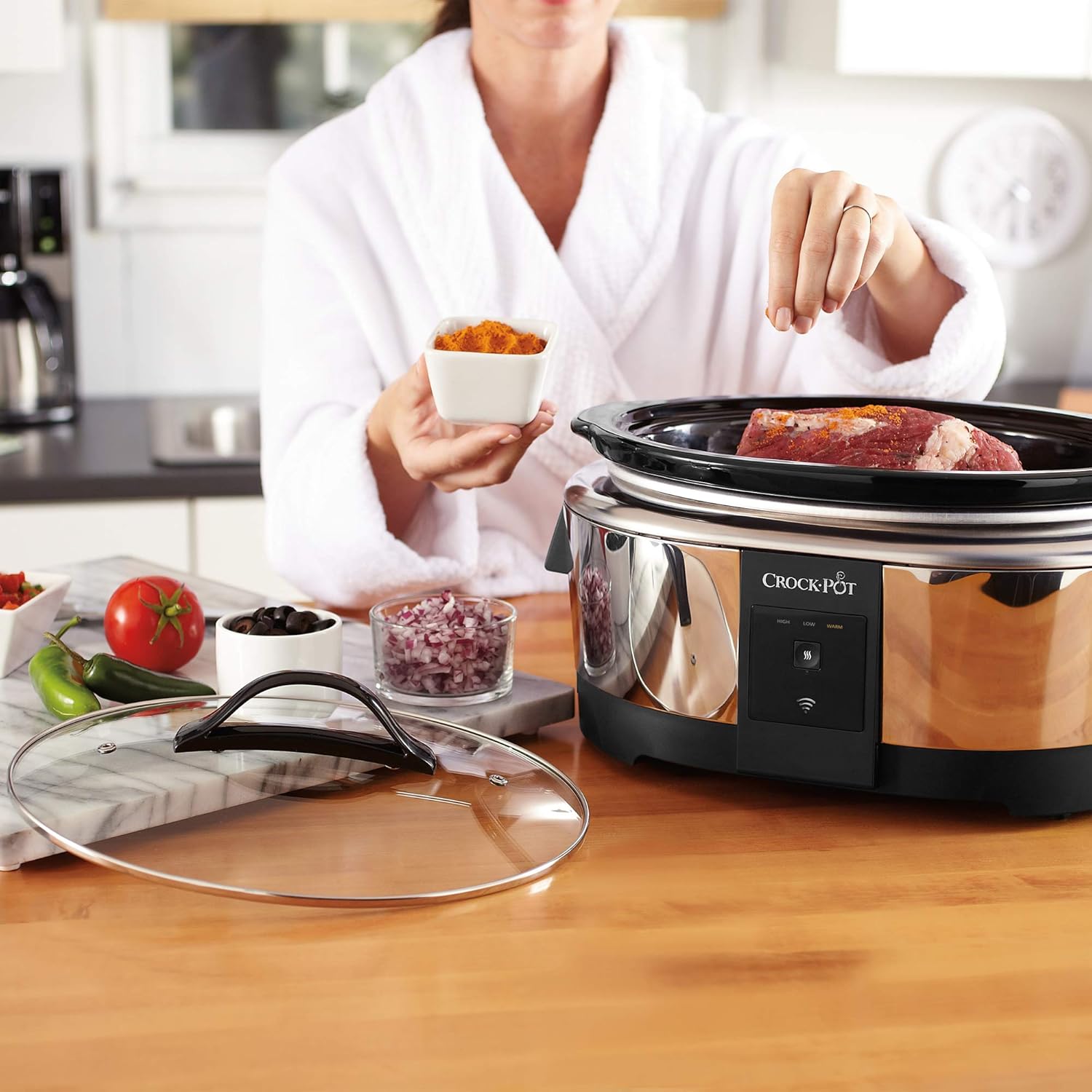 Programmable Stainless Steel Crock Pot 2101704 6 Quart Slow Cooker Works With Alexa Small Appliances Slow Cookers