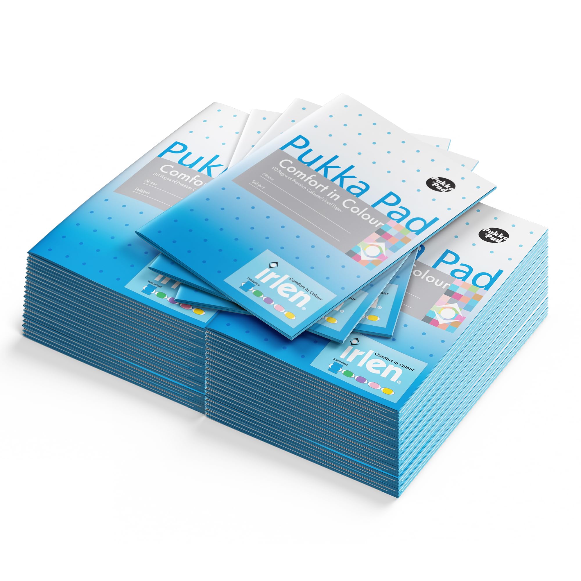 Pukka Pad Irlen A5 Exercise Book – Pack of 40 Staple Bound Notebooks with 80 Pages, 40 Sheets of 80GSM Paper – Designed with Guidance from the Irlen Institute to Help Visual Processing – Turquoise