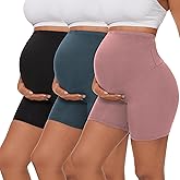 Dalavch 3/4 Pack Women's Maternity Yoga Shorts Over The Belly Pregnancy Biker Workout Active Athletic Pregnant Shorts 5”