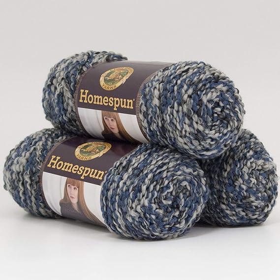 (3 Pack) Lion Brand Yarn 790602 Homespun Yarn, Blue Moon