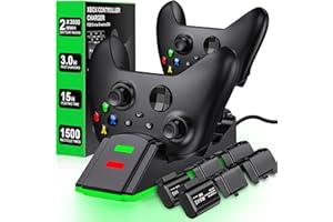 LIFUFUTEE Rechargeable Battery Pack for Xbox Controller, 2X 1200mAh Rechargeable Batteries Pack for XboxSeries X/S/One X/S/Elite Controllers, High Speed Charging Station for Xbox Controller Battery Pack, Black