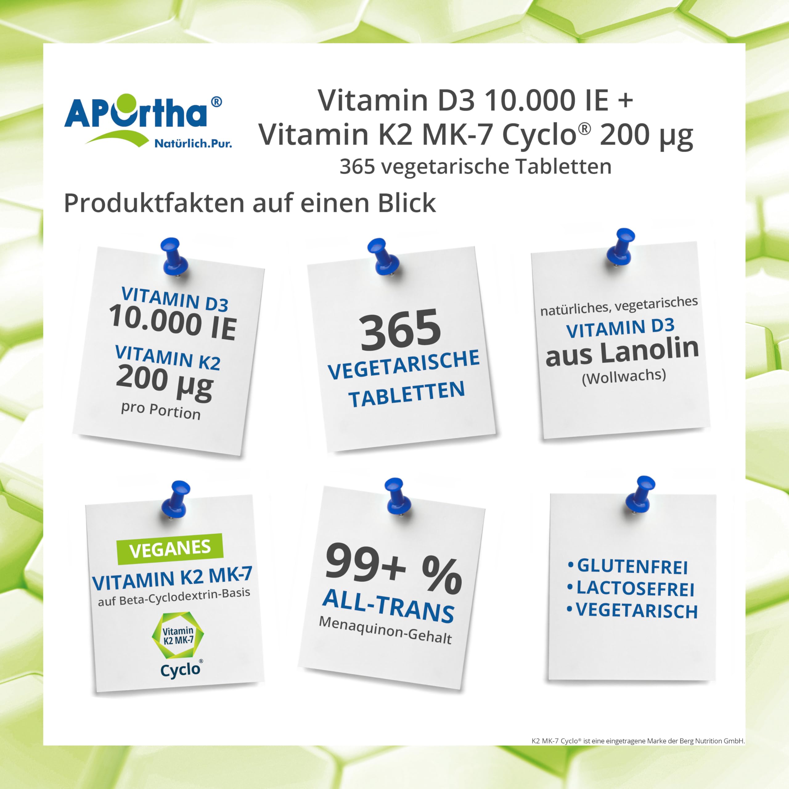 APOrtha® Vitamin D3 10.000 I.E + 200 µg K2 99+% ALL-Trans, 365 vegetarische Tabletten hochdosiert u. teilbar, Premium Vitamin D und K Tablette leicht zu schlucken - Alternative zu Tropfen und Kapseln 2