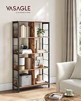 VASAGLE 8-Compartment Open Bookcase 80x33x149 cm Rustic Brown Black LLS105B01 view 2