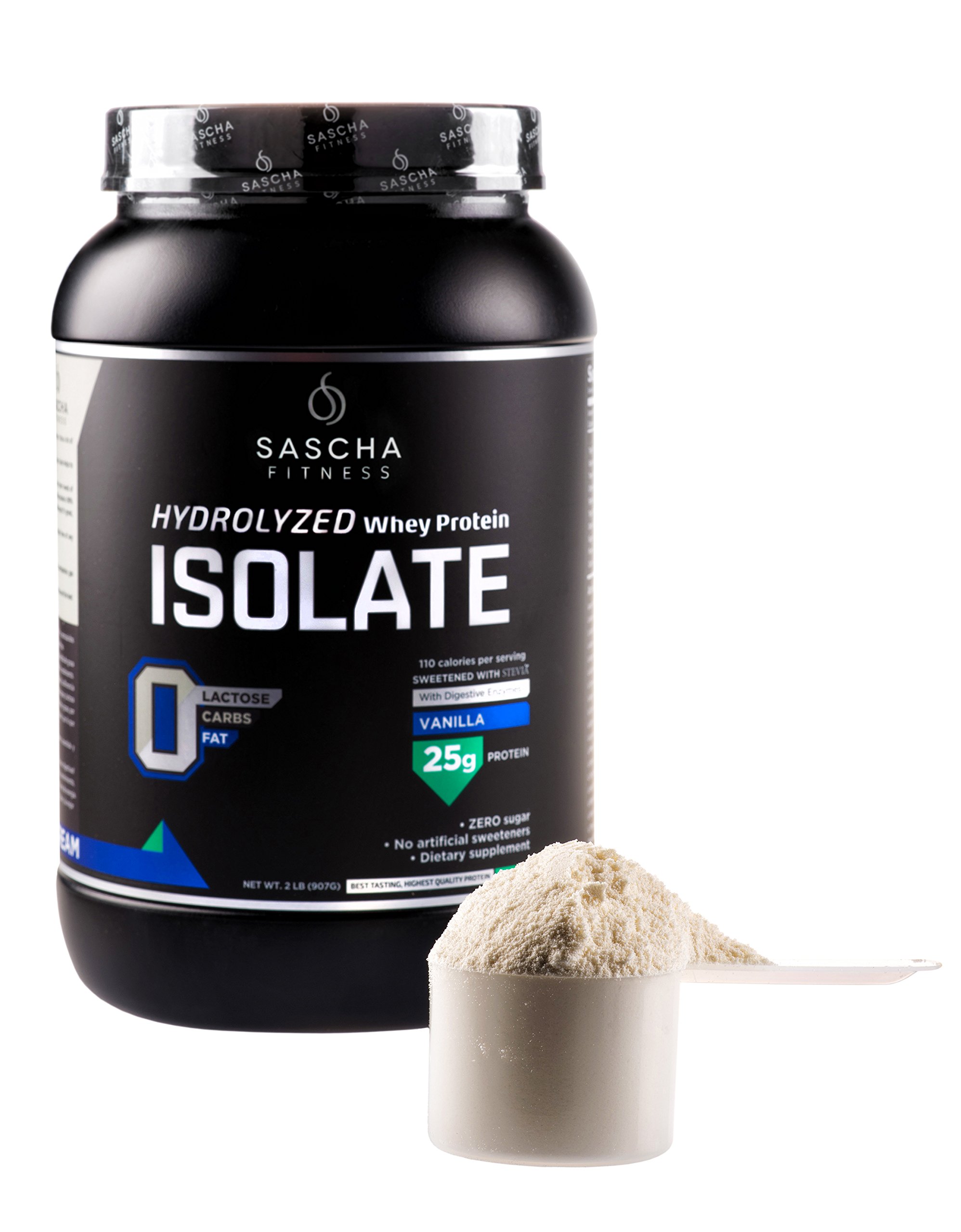 Sascha Fitness Hydrolyzed Whey Protein Isolate,100 GrassFed (2 Pounds