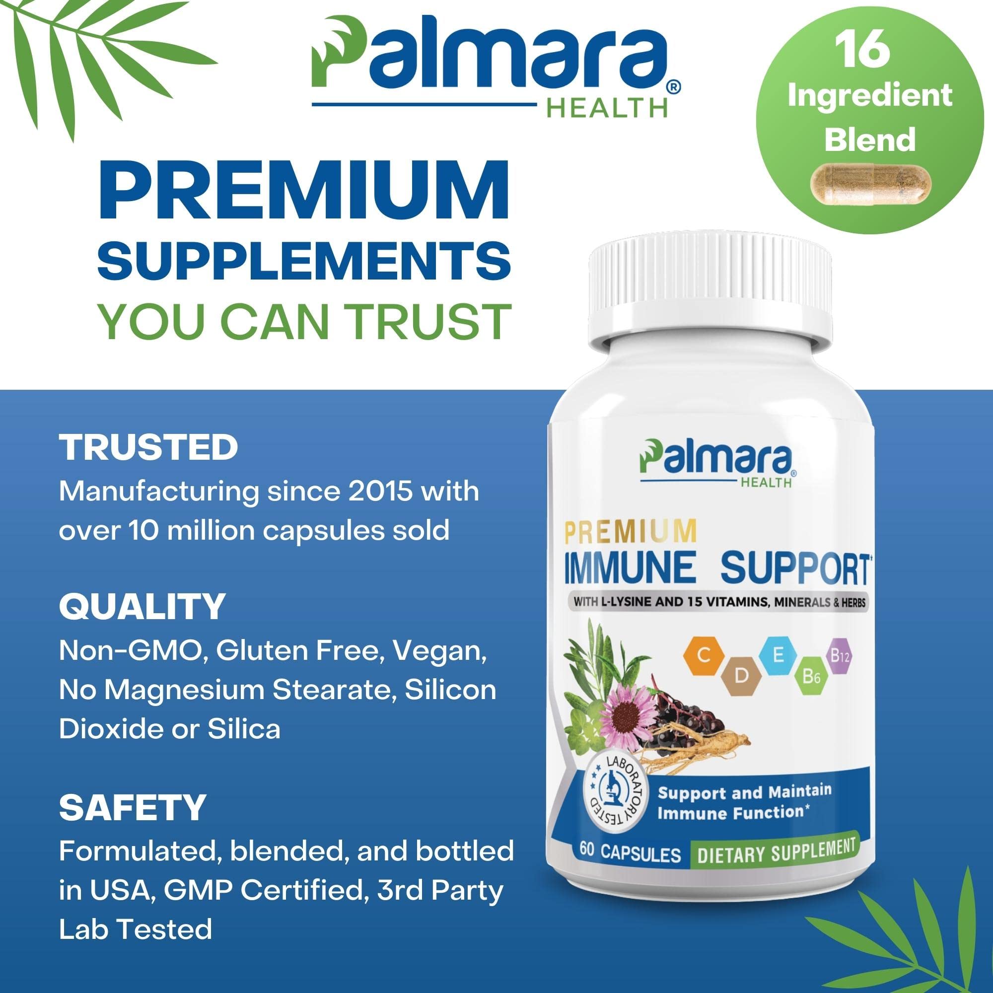Palmara Health Premium Immune Support, 60 Capsules