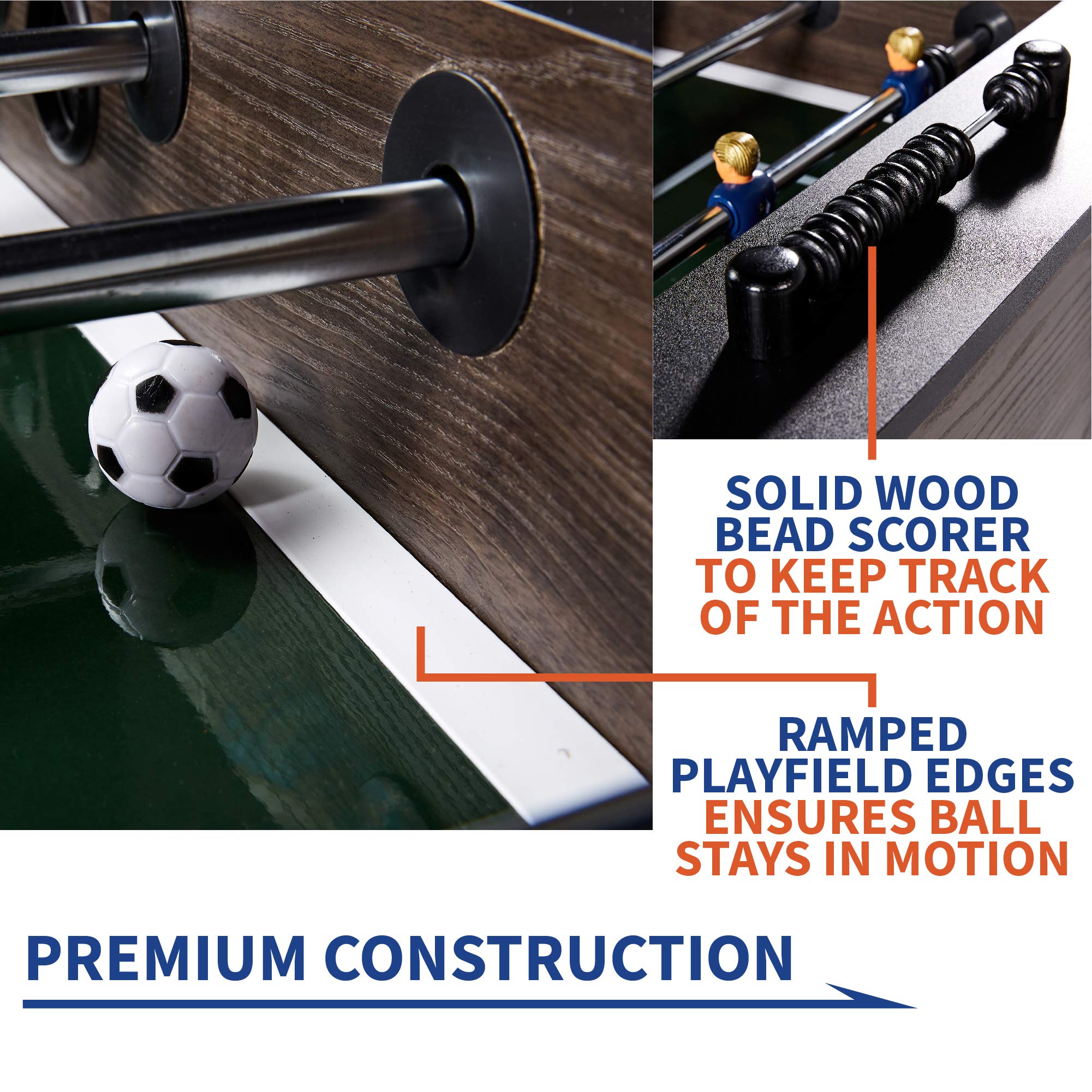 Rally And Roar Foosball Table Game 56” Standard Size Fun, Multi Person Table Soccer Adults