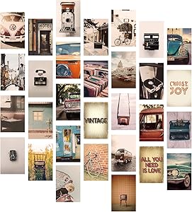 YUMKNOW Aesthetic Wall Collage Kit - 4x6 inch Set of 30, Cute Teen Room Decor for Bedroom Dorm, Motivational Wall Art, Vintage and Retro Photo Picture Posters, Inspirational Gift for Teen Girls Boho