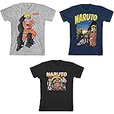 Naruto Multi-Character Youth 3-Pack Crew Neck Short Sleeve T-Shirts