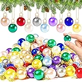 120 PCS Mini Christmas Balls Ornaments,0.6"/16mm Miniature Glitter Balls,Hanging Ornament Pendants for Xmas Tree,DIY Craft,Outdoor Indoor Decor(10 Colors)
