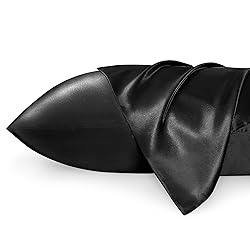 Bedsure King Size Satin Pillowcase Set of 2 - Black
