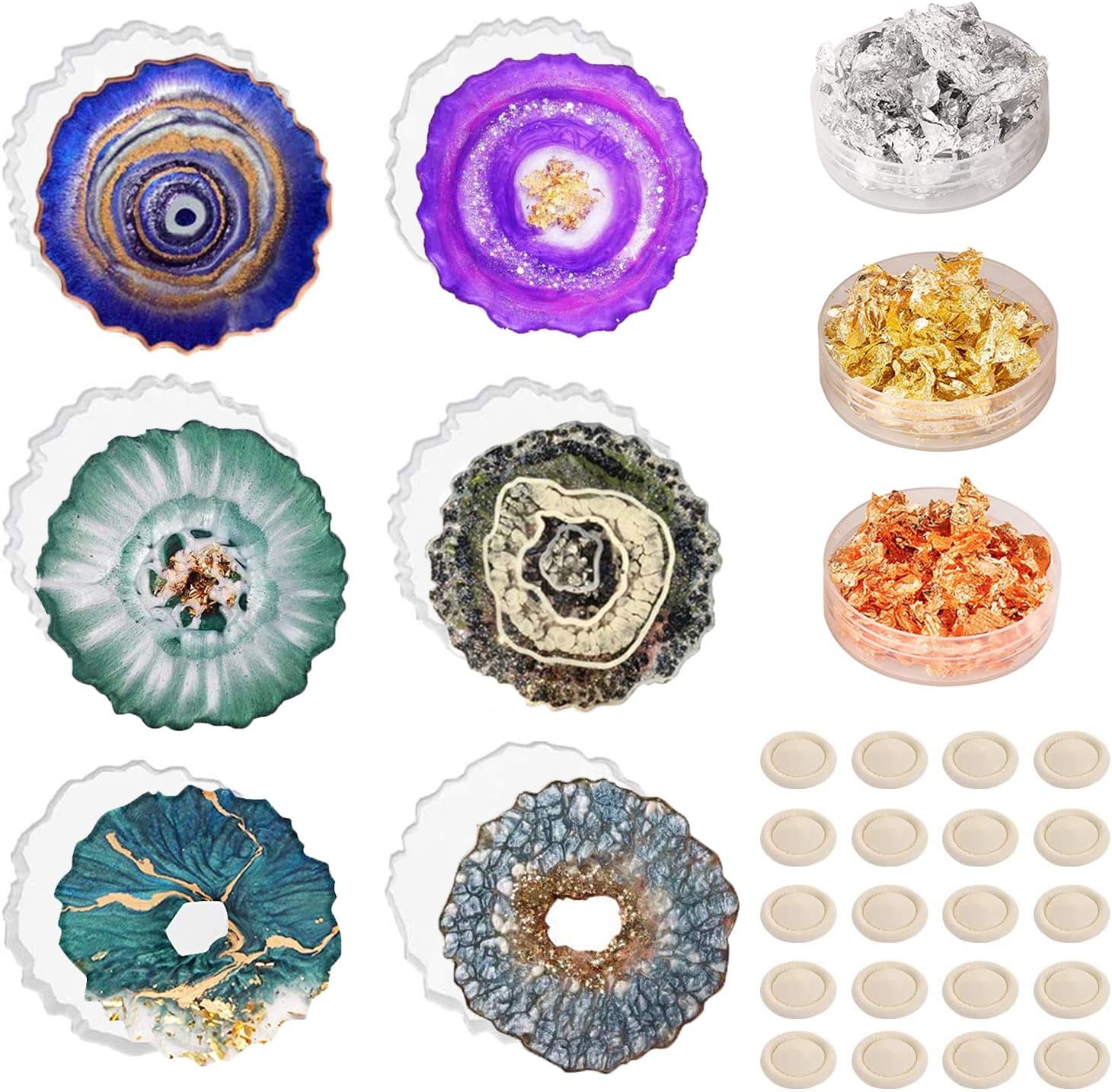 Silikonform Untersetzer,6 Stück Silikonformen Epoxidharz Set Große