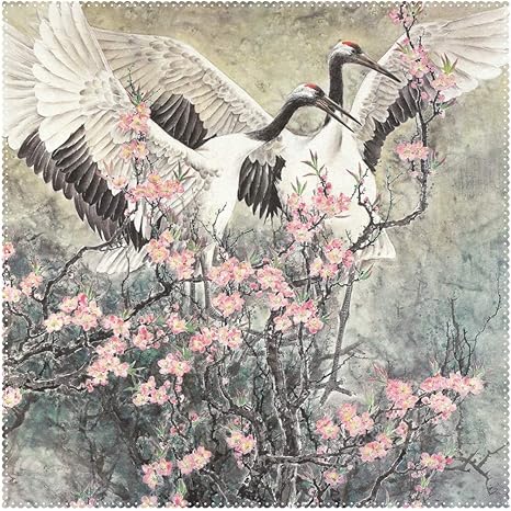 Amazon ランチョンマット 春 鳥 花 鶴 12x12インチ ワンピース耐熱 ノンスリップ ダイニングテーブル用 12x12x1 In ランチョンマット オンライン通販