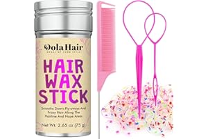 Dolahair Hair Wax Stick & Accessories - Flyaway Control for Kids & Women, 50 Pcs Colorful Elastic Hair Bands, 1 Pcs Slick Bac