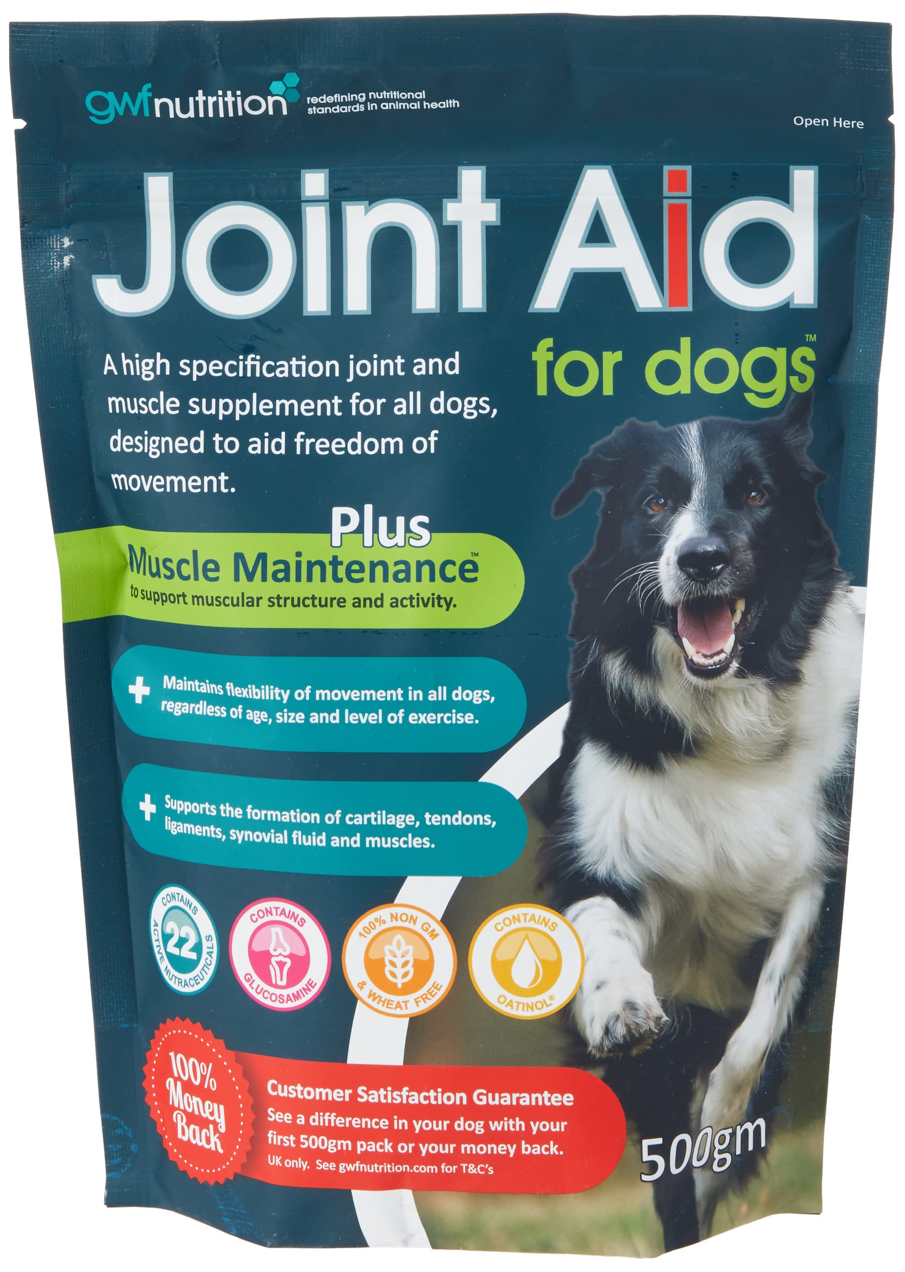 GWF Nutrition Joint Aid For Dogs - Essential Hip & Joint Supplement with Muscle Maintenance for Dogs of All Ages - 500 gm