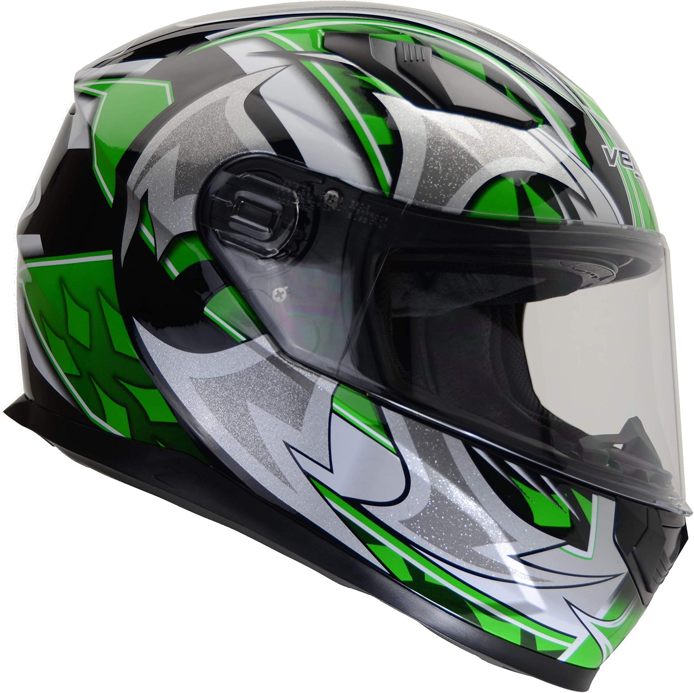 Vega Helmets 6115-204 Ultra Full Face Helmet for Men & Women (Green Shuriken Graphic, Large) 1 pack