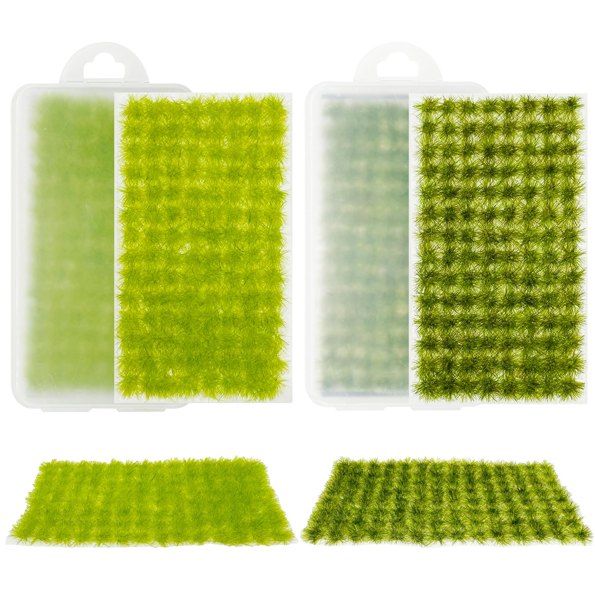 Cayway 2 Color Static Grass Tuft Model Grass Tufts Terrain Model Kit Resin Static Scenery Model Miniature Shrubs Bushes for Train Landscape Railway Artificial Grass Modeling