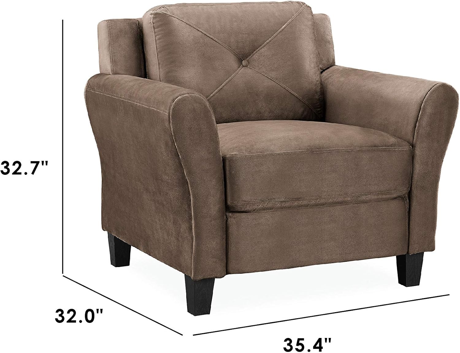 Lifestyle Solutions Collection Grayson Micro-fabric Chair, Brown: Furniture & Decor