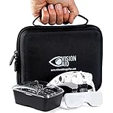 Vision Aid Magnifying Glasses with LED Light, 5 Lenses, Headband, Storage Case | Hands Free Lighted Head Mount Magnifier for