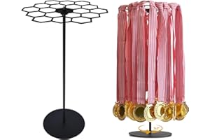 WISNEW Rotatable Medal Hangers Display, Tabletop Medal Holder Rack Over 45+ Medals Capacity, Ideal for Sports Marathon Races Runners, Cheer, Gymnastics, Soccer, Softball - Easy Hanging Metal
