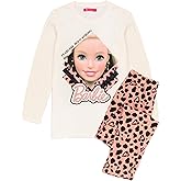 Barbie Pajamas Girls Kids Snug Fit Doll Cream T-Shirt & Leggings Pjs