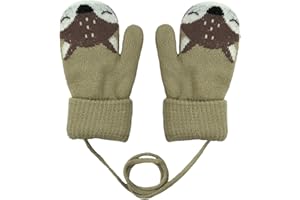 BEISIJIA Toddler Kids Warm Thick Knitted Fnger Mittens with String for 1-3 Years Kids