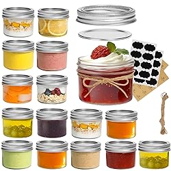 ComSaf Mini Mason Jars 4oz - 16 Pack, Regular Mouth