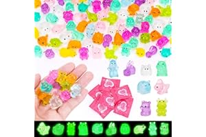 SelfTek 100 Pcs Luminous Mini Resin Animal Blind Bags - Resin Animals Variety Pack, Miniature Figurines Glow in The Dark for for Party Favors, Treasure Hunt, DIY Aquarium, Micro Landscape Decor