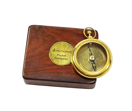 Vintage Antique Maritime Brass Nautical Compass with Anchor Symbol Above Gifts