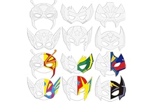 Sosation 36 Pcs Color Your Own Hero Masks DIY Paper Masks Craft Blank Graffiti Masks with Ropes for Kids Birthday Party