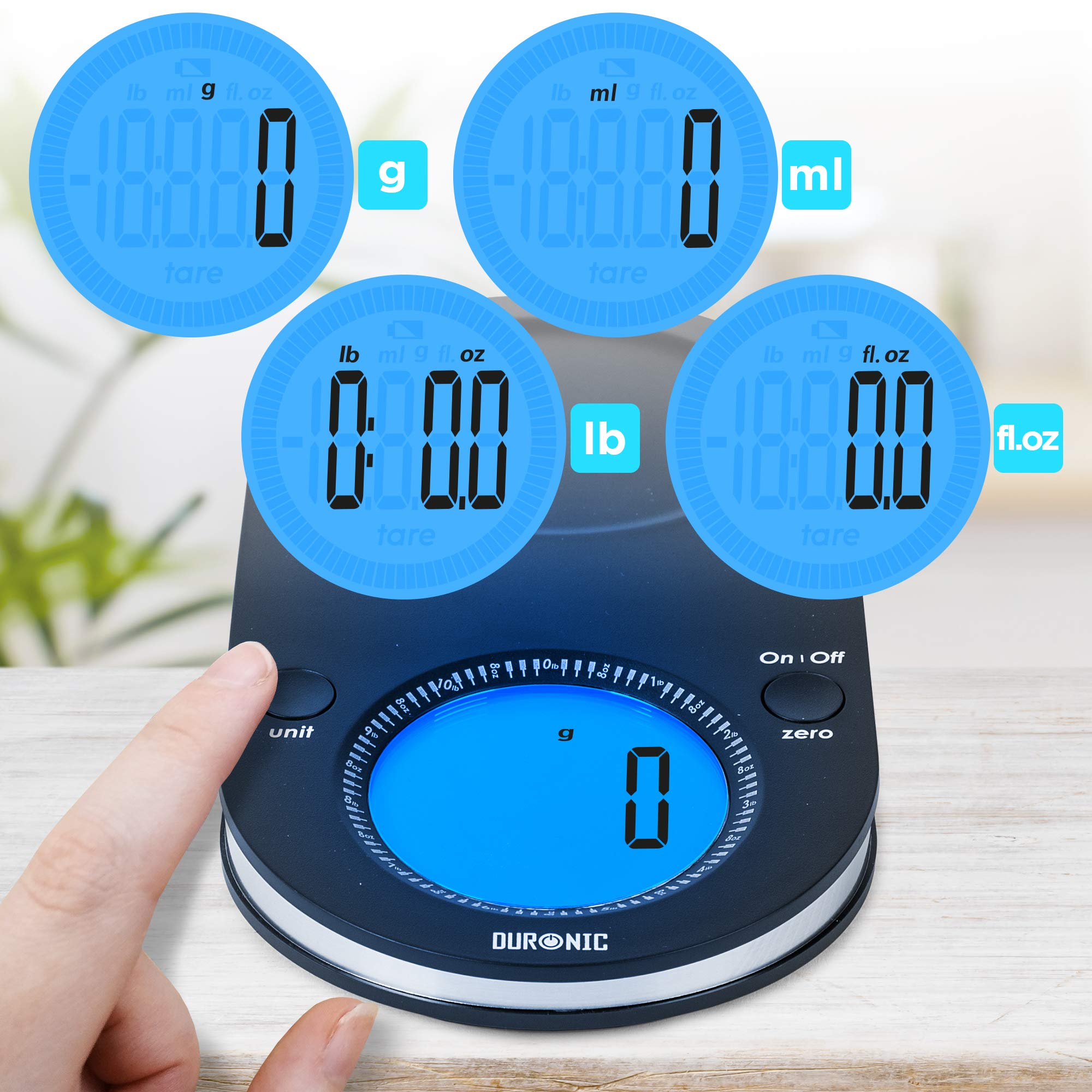 Duronic Digital Kitchen Scale KS5000 Electronic Kitchen Scales with Bowl and Large Display 5kg Capacity Weighing Scales - Ideal Food Measurement, Baking scales, Pet Food, and parcel scales.