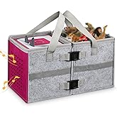 KENOBEE Carrying Case for Toniebox 2 & 1 Starter Set, Upgraded Detachable Portable Felt Storage Travel Bag with Handle Compatible with Toniebox Audio Player Starter Set & Figurines Accessories, Purple