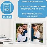 Clay Roberts Double Photo Frame 6x4 White Holds 2 Portrait Frames Twin Hinged view 2