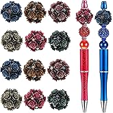 12Pcs 20mm Flower Ball Beads for Beadable Pens Colorful Rose with Diamond Polymer Clay Flower Spacer Craft Beads for DIY Craft Beadable Pens Bracelet Necklace Earrings Keychain Jewelry Making