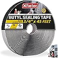 XFasten Butyl Tape RV Black, 3/4 in x 45 Ft, 1/8 in Thick EDPM Butyl Rubber Sealant Tape - Roof Patching, Boat Sealing, Leak Proof Butyl Putty Tape