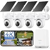 MUBILIFE 4K Security Cameras Wireless Outdoor, No Subscription, 8MP Solar Powered Cameras for Home Security, 64GB Local Storage, AI Auto Tracking, Color Night Vision, 2.4&5GHz WiFi, 4-Cam Kit