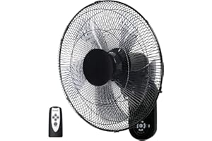 Simple Deluxe 18″ Wall Mount Fan with Remote Control, 5 Blades 3 Speeds, 90° Oscillating Quiet Fan for Indoor, Home, Office and College Dorm Use, 1 Pack