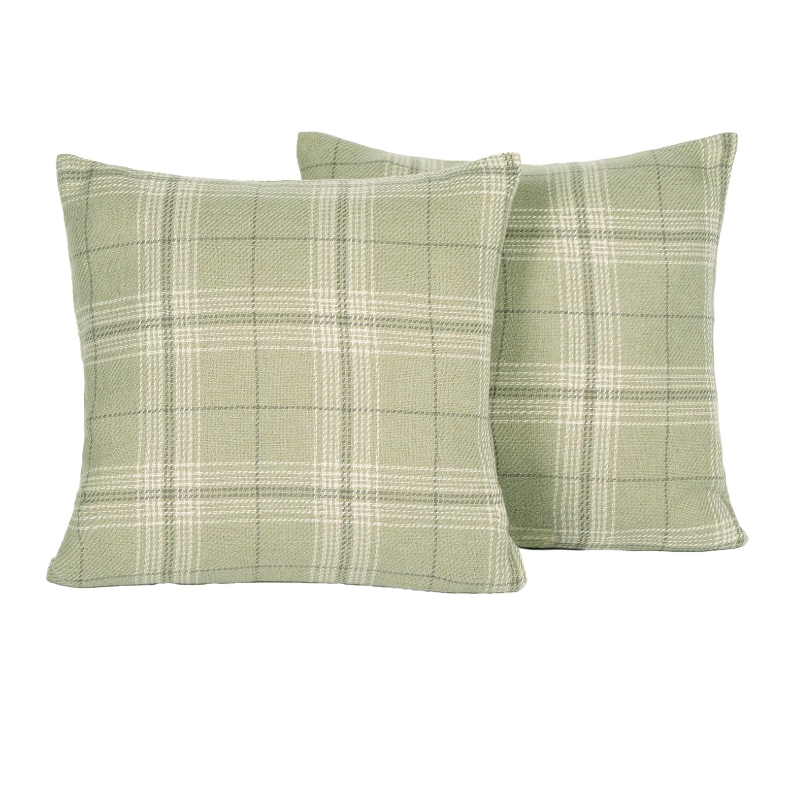 OHS Large Green Cushion Covers 45x45, Woven Check Cushion for Living Room Bed Sofa Soft Cushion Covers Bedroom Decorative Luxury Home Cushions for Covers, Pack of 2