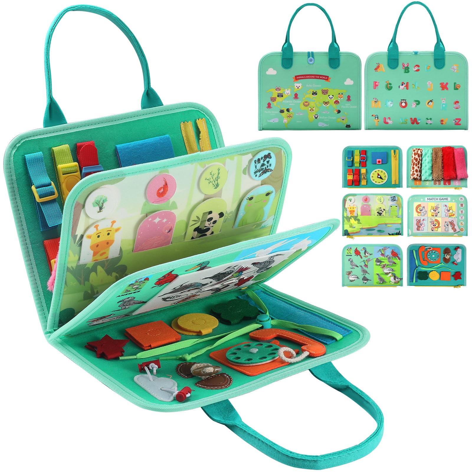 khlerox Busy Board Montessori Toy for Kids, Educational Learning Activity Sensory Board, Developing Sensory Toy for Fine Motor Skills, Travel Toy for Plane Car, Gift for Boys Girls