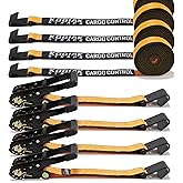 4 Pack Heavy Duty 2" x 27' Ratchet Tie Down Straps with Flat Hooks - 10,000 LBS Break Strength for Truck & Trailer Cargo Control KODIAK STRAPS