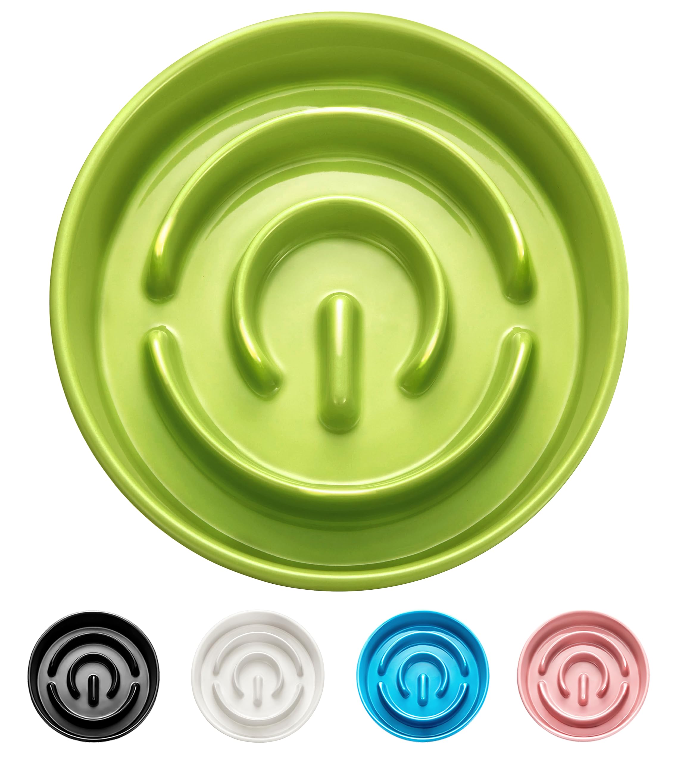 Photo 1 of MOPANG Ceramic Slow Feeder Dog Bowls, 2.0 Cups Slow Feeder for Medium and Large Dogs, Puzzle Maze Bowl to Slow Down Eating, 30oz, 8in, Green